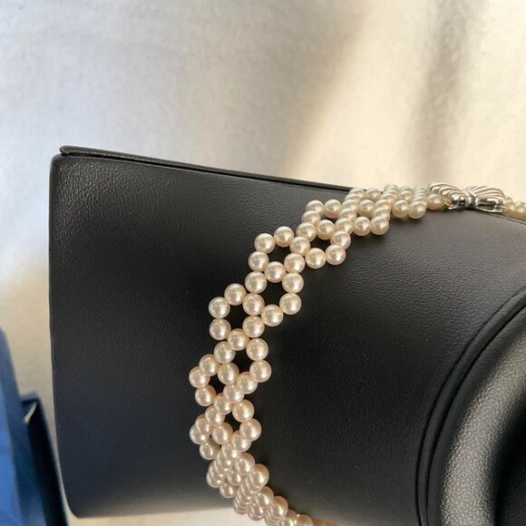 Mikimoto 4-7.5mm K18 Expert technique lace collar akoya pearls necklace w/case - Picture 5 of 14